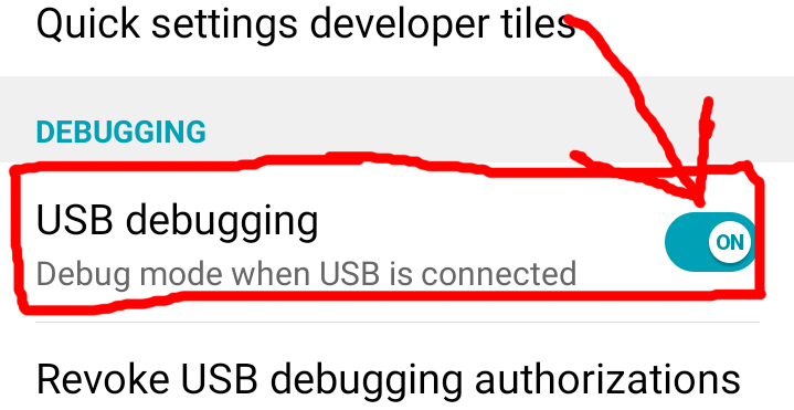 USB debugging option